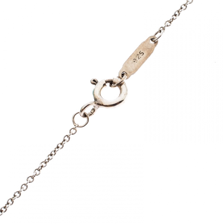 Pre Owned Tiffany & Co. Return To Tiffany Double Heart Tag Silver Chain Necklace