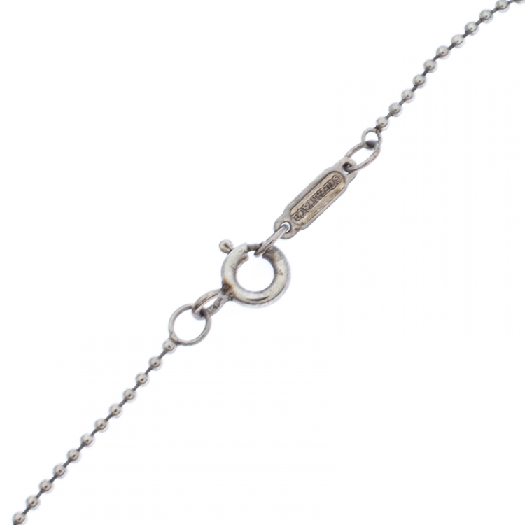 Pre Owned Tiffany & Co. Daisy Key Diamond & Silver Pendant Chain Necklace