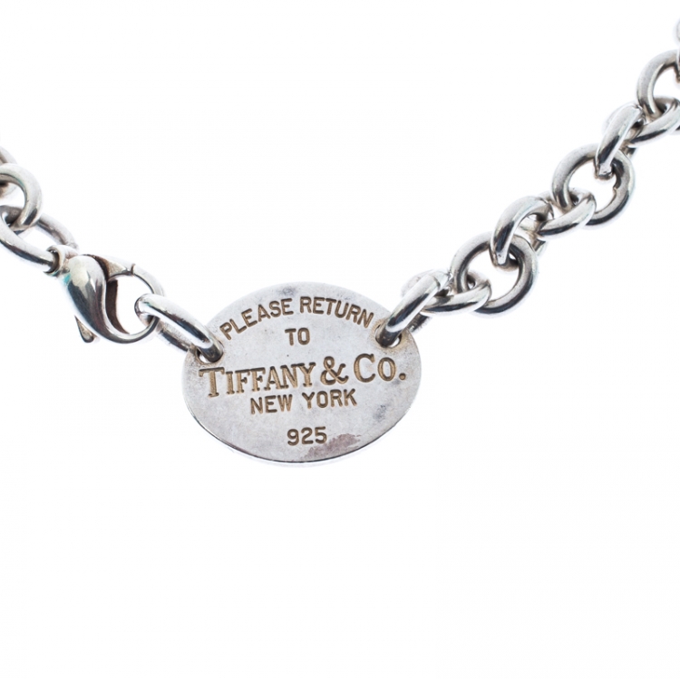 Pre Owned Tiffany & Co. Return to Tiffany Oval Tag Silver Choker Necklace