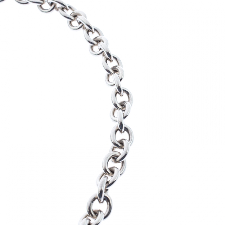 Pre Owned Tiffany & Co. Return to Tiffany Oval Tag Silver Choker Necklace