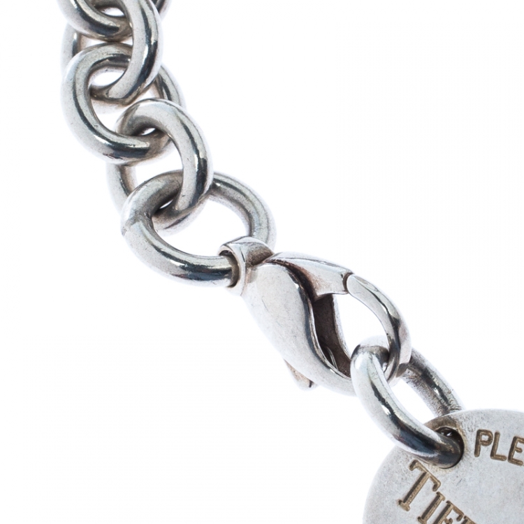 Pre Owned Tiffany & Co. Return to Tiffany Oval Tag Silver Choker Necklace