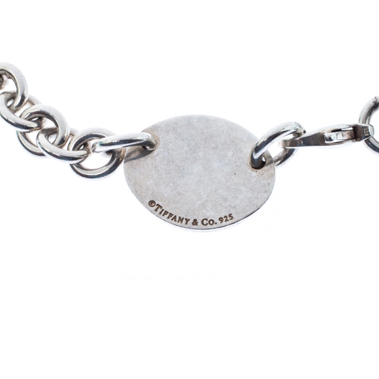 Pre Owned Tiffany & Co. Return to Tiffany Oval Tag Silver Choker Necklace
