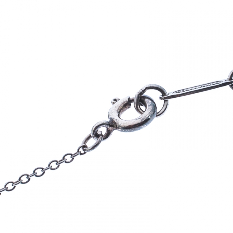 Pre Owned Tiffany & Co. Return to Tiffany Mini Double Heart Tag Silver Pendant Necklace