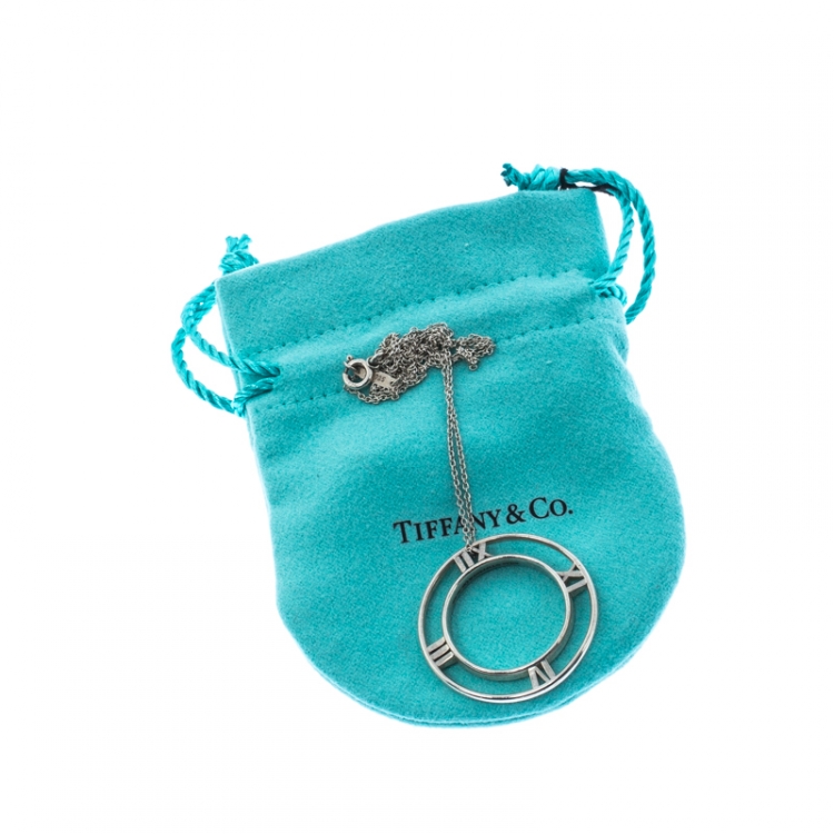 Pre Owned Tiffany & Co. Atlas II Medallion Silver Pendant Necklace