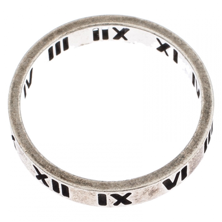 Pre Owned Tiffany & Co. Atlas Roman Numeral Silver Band Ring Size 57