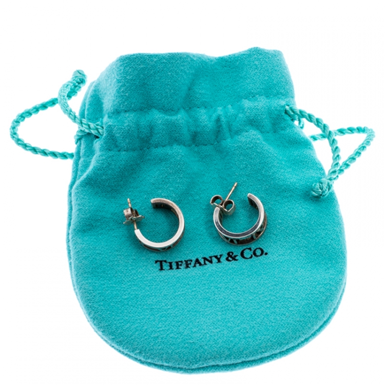 Pre Owned  Tiffany & Co. Silver 925 Atlas Roman Numeric Hoop Earrings