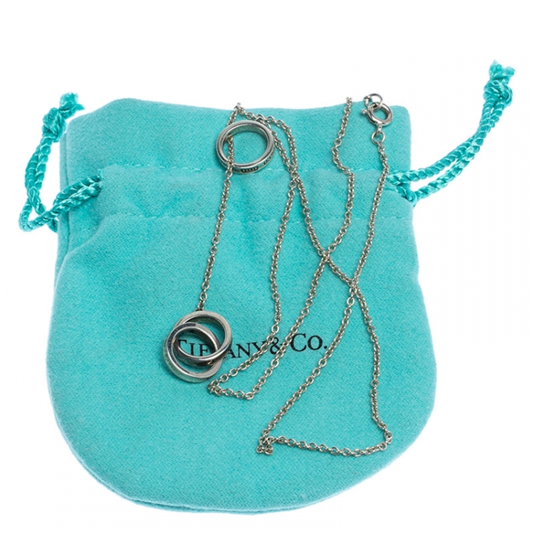 Pre Owned Tiffany & Co. 1837 Interlocking Circles Silver Lariat Pendant Necklace