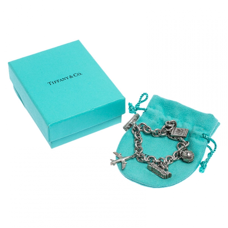 Pre Owned Tiffany & Co. Travel Charms Silver Chain Link Bracelet