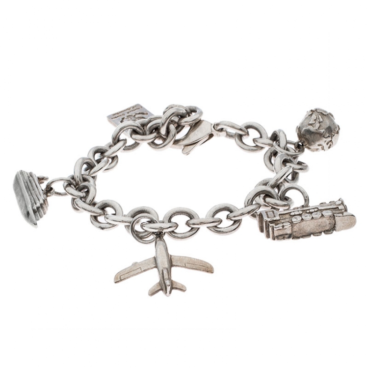 Pre Owned Tiffany & Co. Travel Charms Silver Chain Link Bracelet