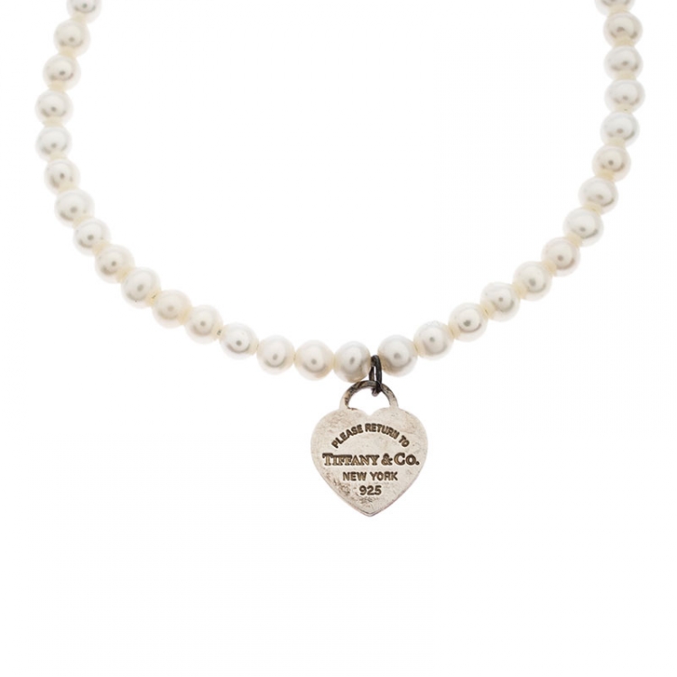 Pre Owned  Tiffany & Co. Pearl Return To Tiffany Silver Heart Tag Bracelet
