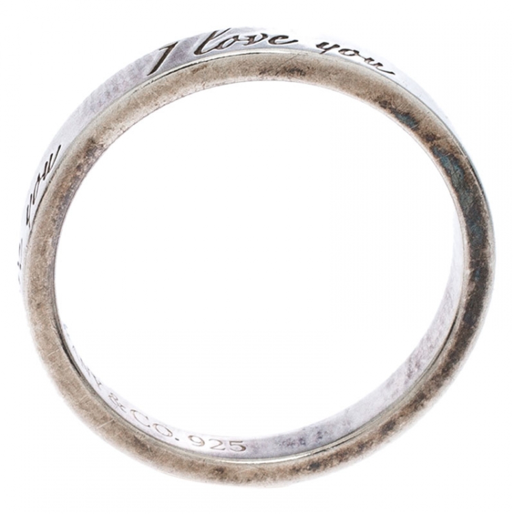 Pre Owned Tiffany & Co. Sterling Silver I Love You Band Ring Size 48