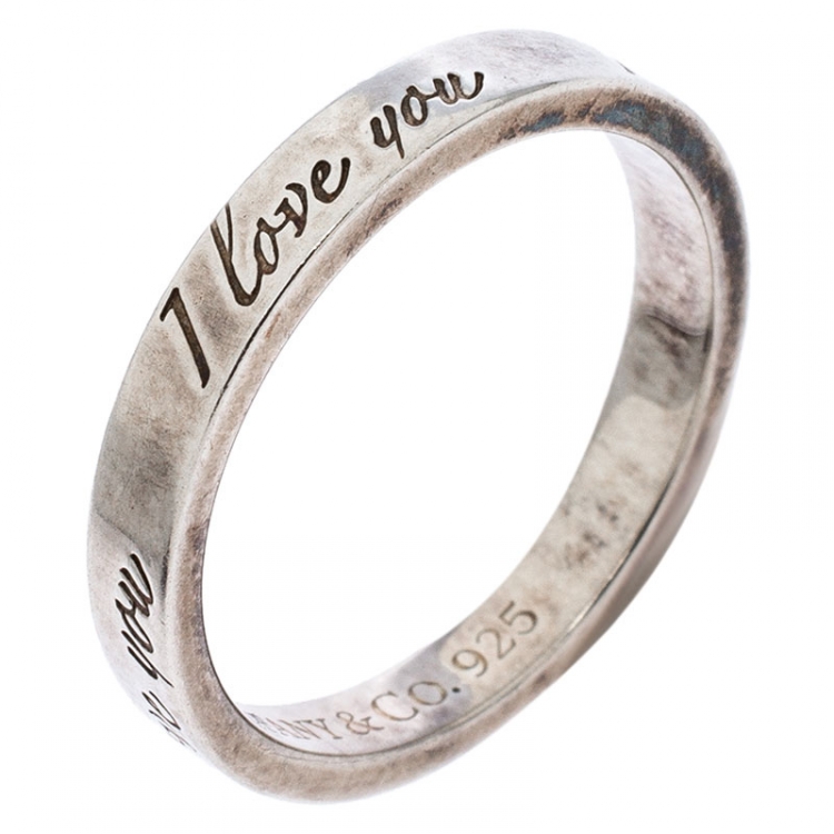 Pre Owned Tiffany & Co. Sterling Silver I Love You Band Ring Size 48