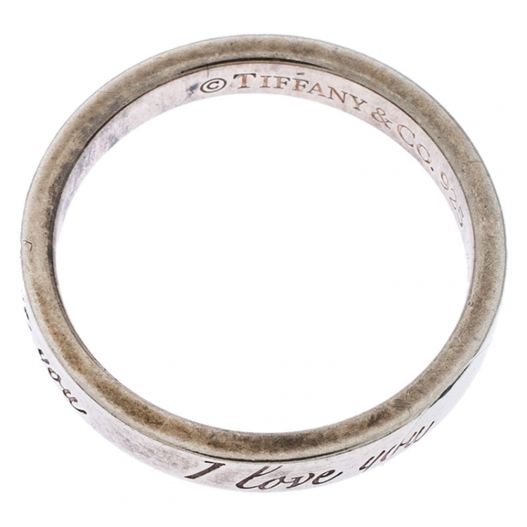 Pre Owned Tiffany & Co. Sterling Silver I Love You Band Ring Size 48