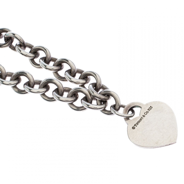 Pre Owned Tiffany & Co. Return to Tiffany Heart Tag Silver Chain Link Necklace