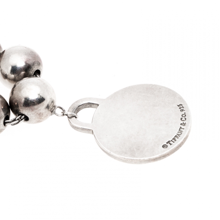 Pre Owned Tiffany & Co. Return to Tiffany Round Tag Silver Bead Bracelet