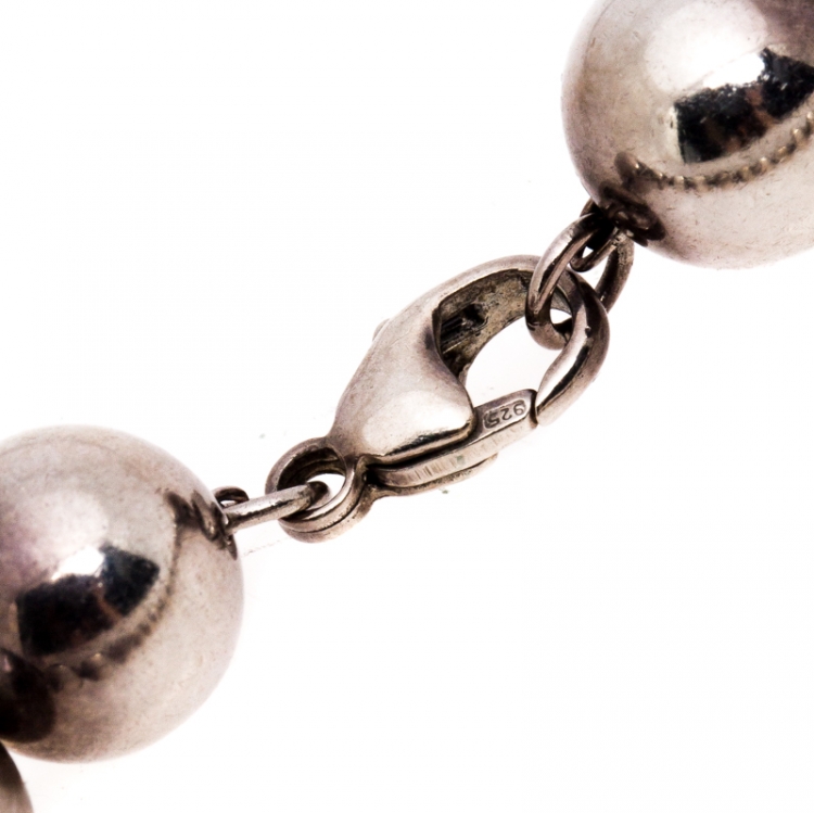 Pre Owned Tiffany & Co. Return to Tiffany Round Tag Silver Bead Bracelet