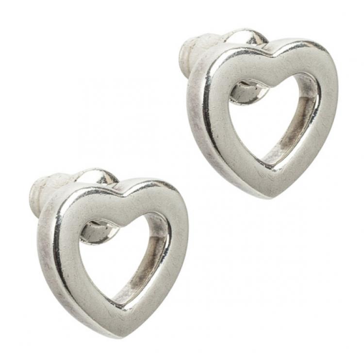 Pre Owned Tiffany & Co. Heart Shaped Silver Earrings