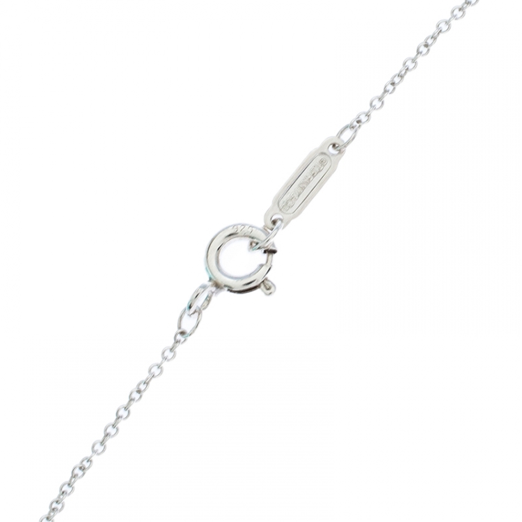 Pre Owned Tiffany & Co. Return to Tiffany Mini Double Heart Tag Enamel Silver Pendant Necklace