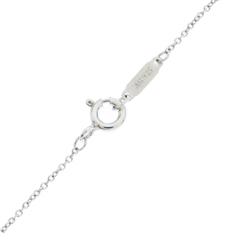 Pre Owned Tiffany & Co. Return to Tiffany Mini Double Heart Tag Enamel Silver Pendant Necklace
