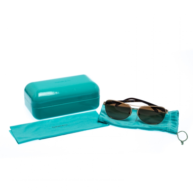 Pre Owned Tiffany & Co. Rose Gold/Brown Gradient TF3036-B Aviator Sunglasses