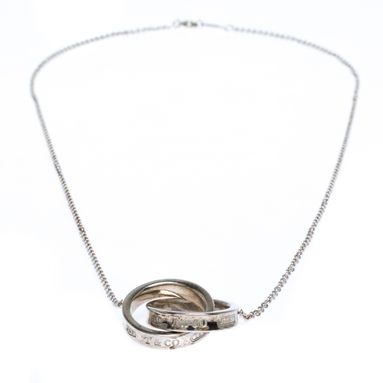 Pre Owned Tiffany & Co. 1837 Interlocking Circles Silver Pendant Necklace