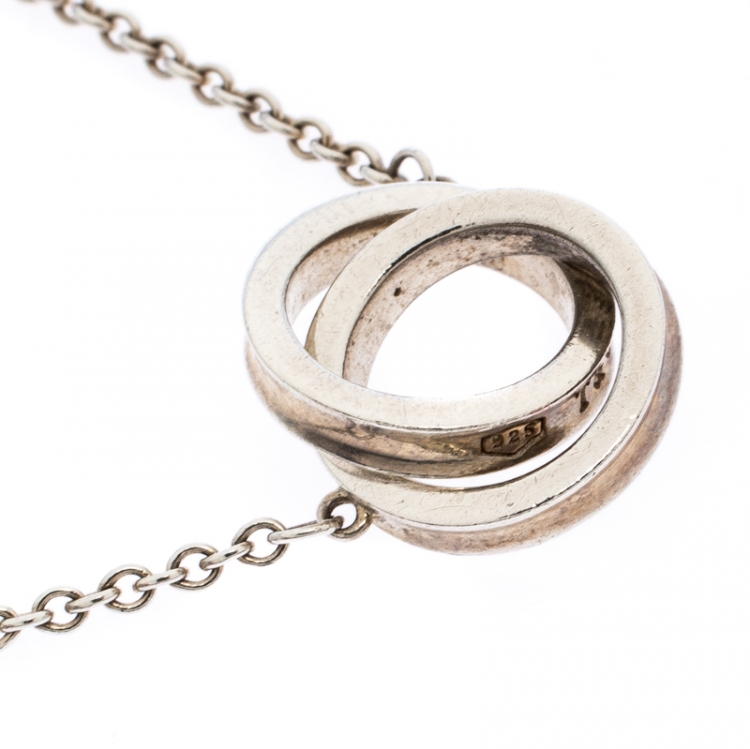 Pre Owned Tiffany & Co. 1837 Interlocking Circles Silver Bracelet