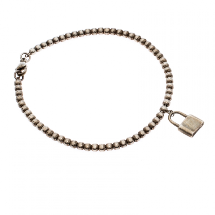 Pre Owned Tiffany & Co. Sterling Silver 1837 Mini Lock Bead Bracelet