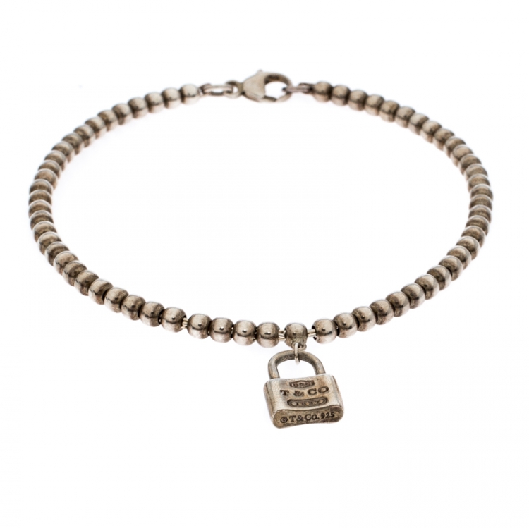 Pre Owned Tiffany & Co. Sterling Silver 1837 Mini Lock Bead Bracelet
