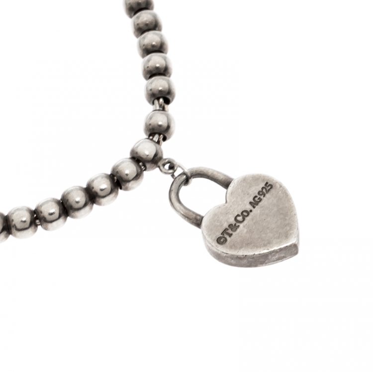 Pre Owned Tiffany & Co. Return To Tiffany Silver Heart Tag Bracelet