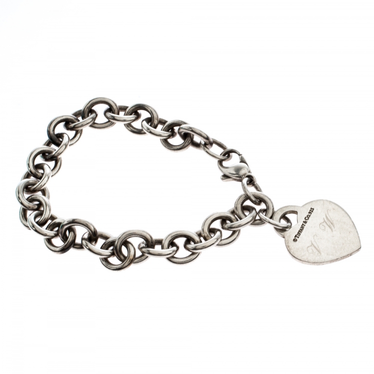 Pre Owned Tiffany & Co. Return to Tiffany Heart Tag Charm Bracelet 