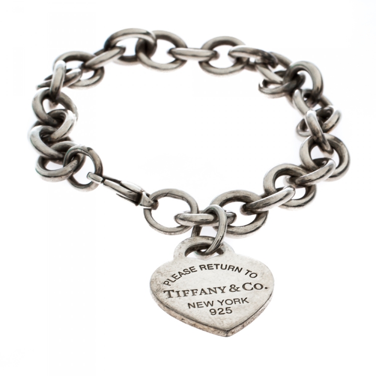 Pre Owned Tiffany & Co. Return to Tiffany Heart Tag Charm Bracelet 