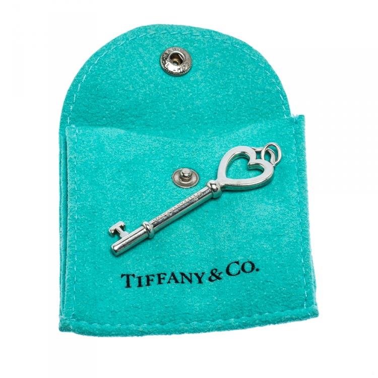 Pre Owned Tiffany & Co. Sterling Silver Heart Key Pendant