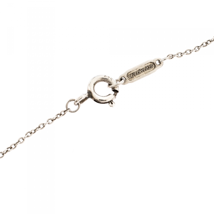 Pre Owned Tiffany & Co. Return to Tiffany Mini Enamel Double Heart Tag Silver Pendant Necklace