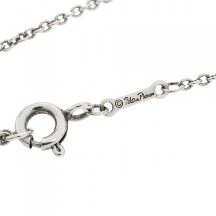 Pre Owned Tiffany & Co. Paloma Picasso Olive Leaf Heart Silver Bracelet