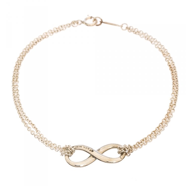 Pre Owned Tiffany & Co. Infinity Blue Enamel Silver Bracelet