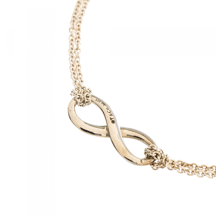 Pre Owned Tiffany & Co. Infinity Blue Enamel Silver Bracelet