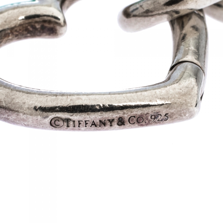Pre Owned Tiffany & Co. Open Heart Silver Chain Link Bracelet
