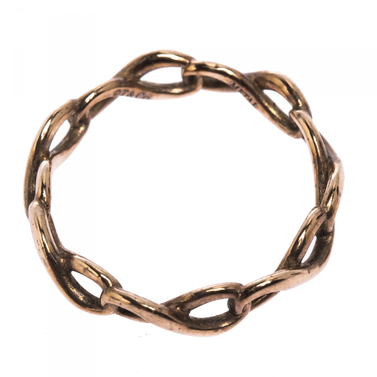 Pre Owned Tiffany & Co. Infinity Rubedo Narrow Band Ring Size 52