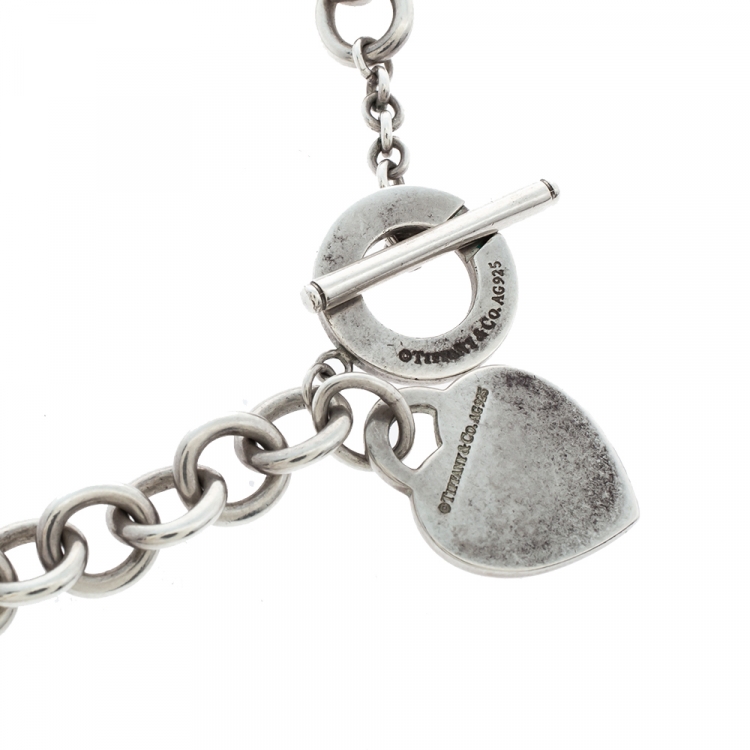 Pre Owned Tiffany & Co. Return to Tiffany Heart Tag Silver Toggle Necklace