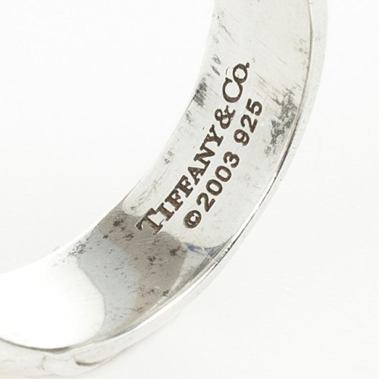 Pre Owned Tiffany & Co. Nature Rose Silver Ring Size 55