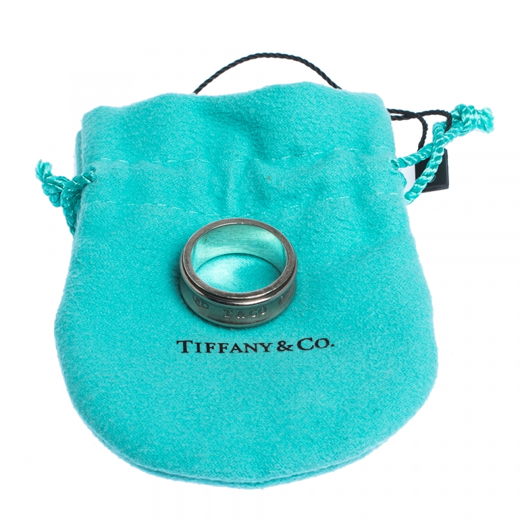 Pre Owned Tiffany & Co. Tiffany 1837 Silver Titanium Band Ring Size 58