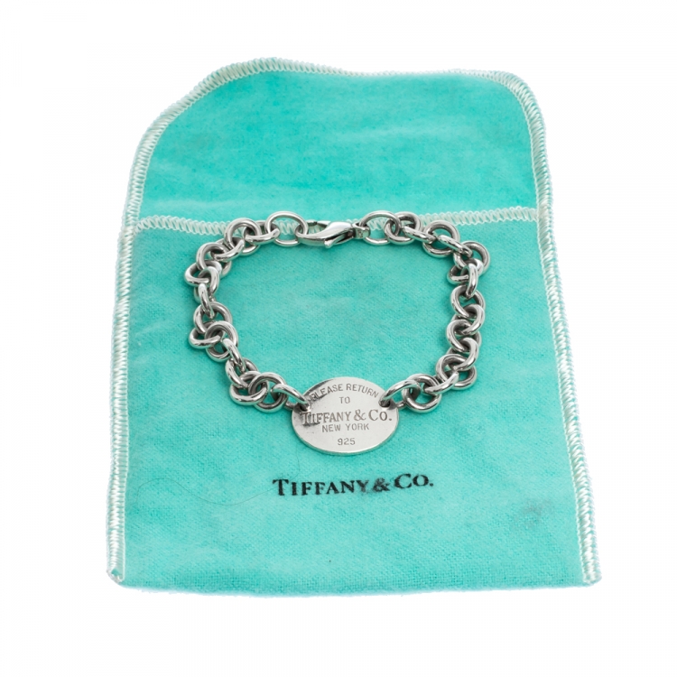 Pre Owned Tiffany & Co. Return To Tiffany Oval Tag Silver Bracelet