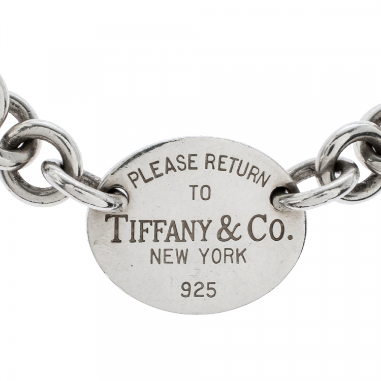 Pre Owned Tiffany & Co. Return To Tiffany Oval Tag Silver Bracelet