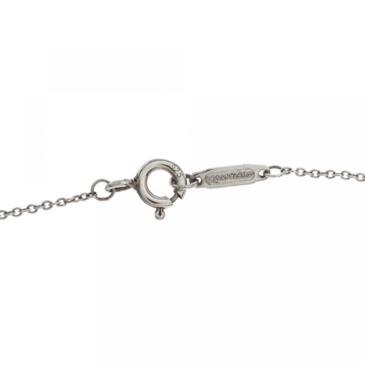 Pre Owned Tiffany & Co. Return to Tiffany Mini Double Heart Tag Pendants Enamel and Silver Chain Necklace