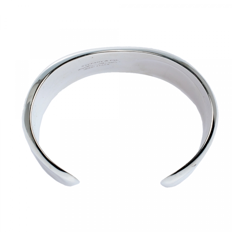 Pre Owned Tiffany & Co. Elsa Peretti Small Bone Silver Wide Cuff Bracelet