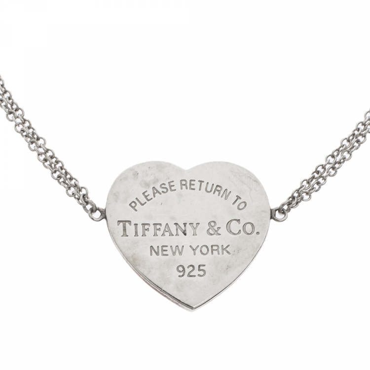 Pre Owned Tiffany & Co. Return To Tiffany Heart Tag Silver Chain Bracelet