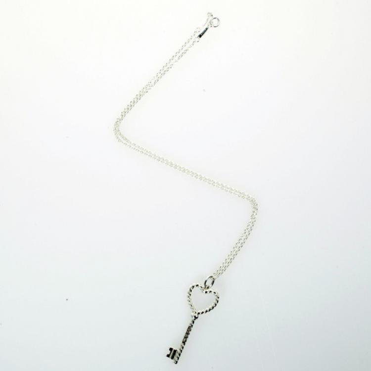 Pre Owned Tiffany & Co. Silver Twisted Key Pendant Necklace