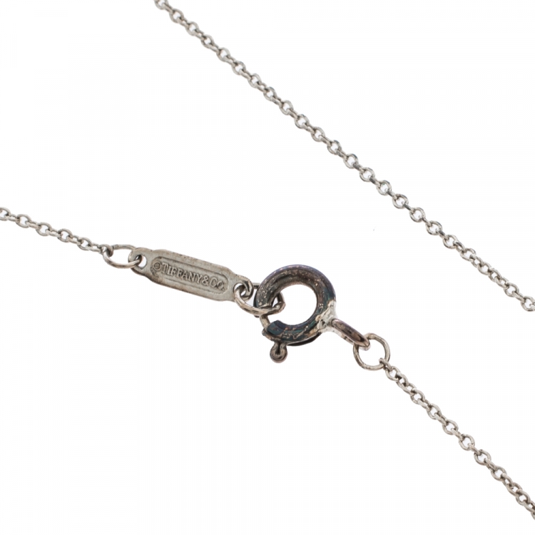 Pre Owned Tiffany & Co. Return to Tiffany Mini Double Heart Tag Pendant Silver Necklace