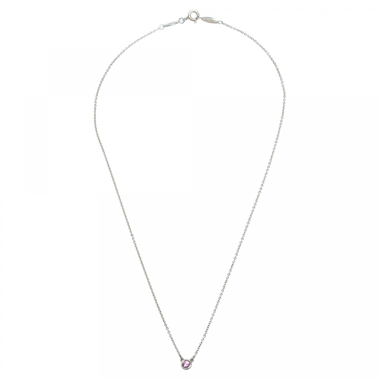 Pre Owned Tiffany & Co. Elsa Peretti Pink Sapphire Silver Necklace