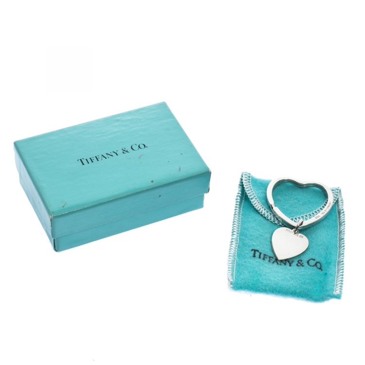 Pre Owned Tiffany & Co. Heart Tag Silver Key Ring